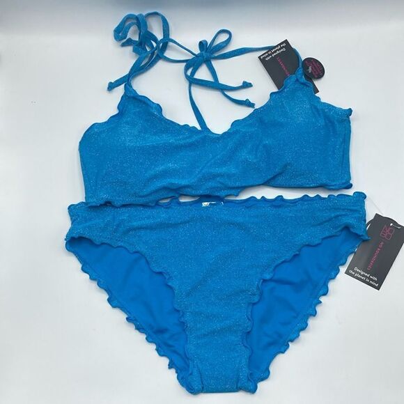 Women’s Juniors Lettuce Edge Bikini Swimsuit Bathing Suit 2-Pack Size L - Picture 14 of 16